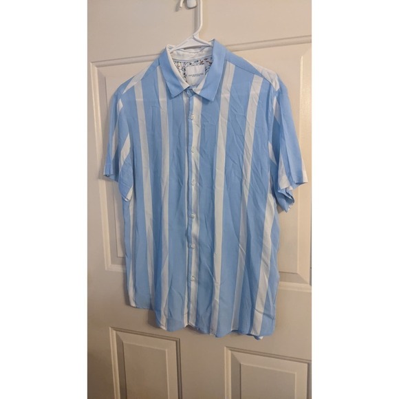 Denim & Flower Ricky Singh Blue & White Button Down Shirt, Medium - Picture 1 of 5